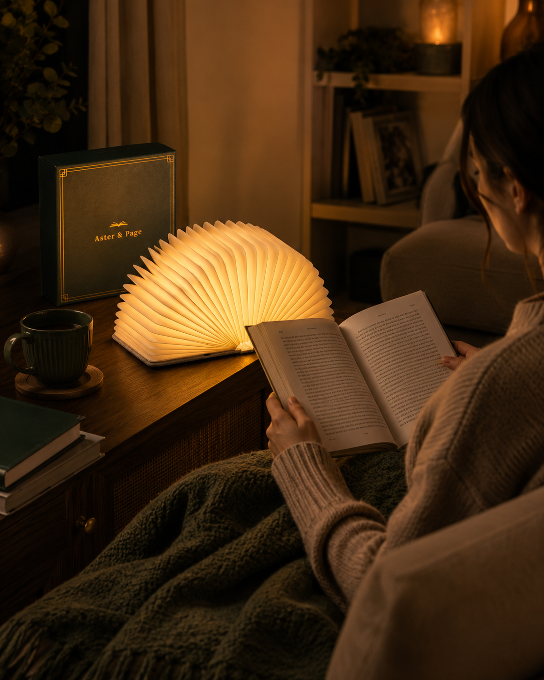 The Classic lighting a reading corner armchair with a warm golden glow